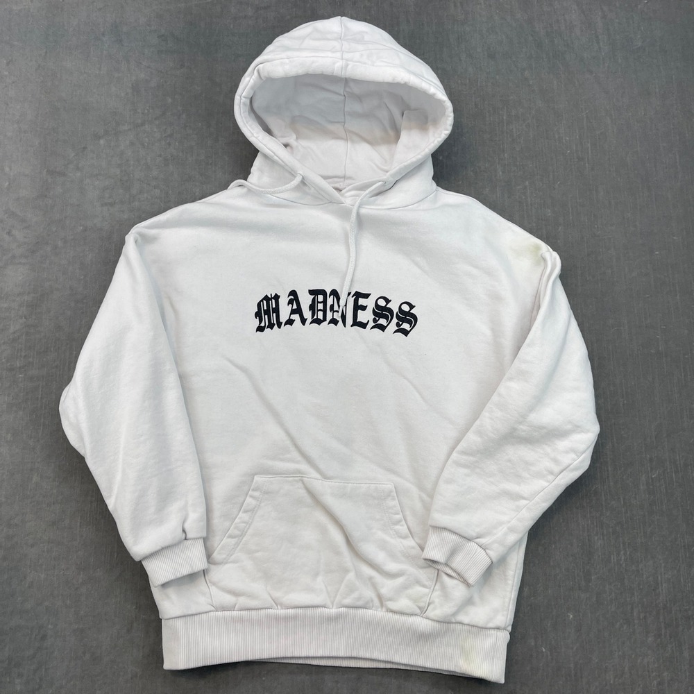 OSIT‎ Men's 4 White Graphic Hoodie Madness David Bust Pullover Hooded Sweatshirt